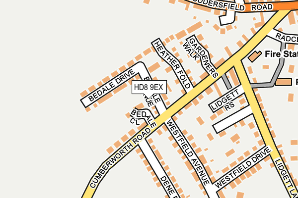 HD8 9EX map - OS OpenMap – Local (Ordnance Survey)