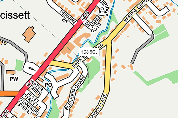 HD8 9GJ map - OS OpenMap – Local (Ordnance Survey)
