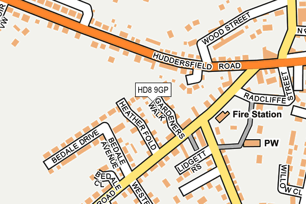 HD8 9GP map - OS OpenMap – Local (Ordnance Survey)