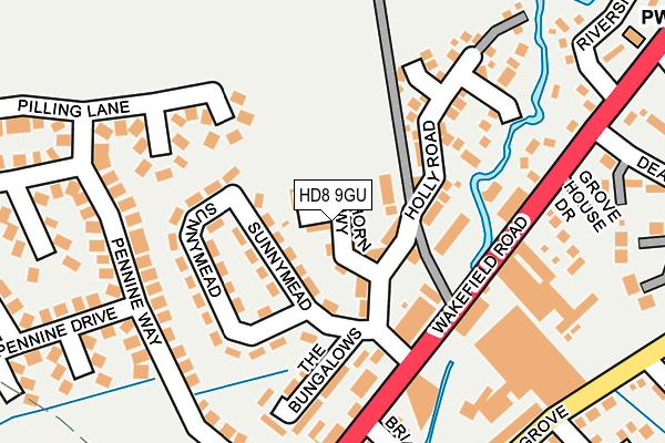 HD8 9GU map - OS OpenMap – Local (Ordnance Survey)