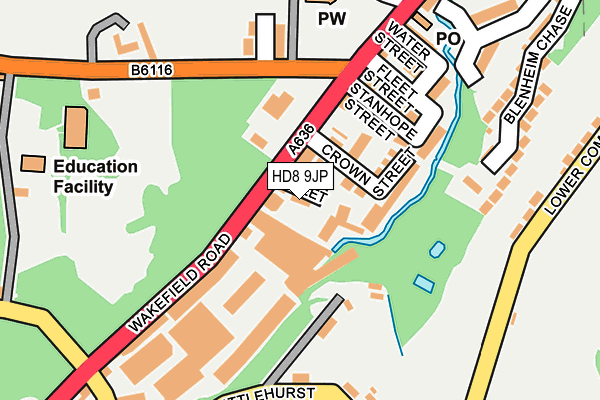 HD8 9JP map - OS OpenMap – Local (Ordnance Survey)