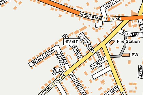 HD8 9LD map - OS OpenMap – Local (Ordnance Survey)