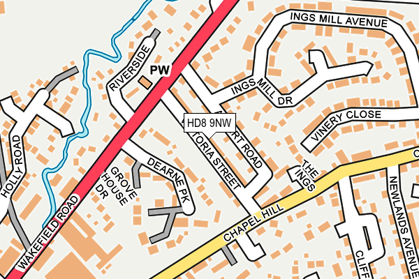 HD8 9NW map - OS OpenMap – Local (Ordnance Survey)