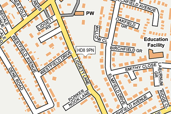 HD8 9PN map - OS OpenMap – Local (Ordnance Survey)