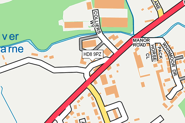 HD8 9PZ map - OS OpenMap – Local (Ordnance Survey)