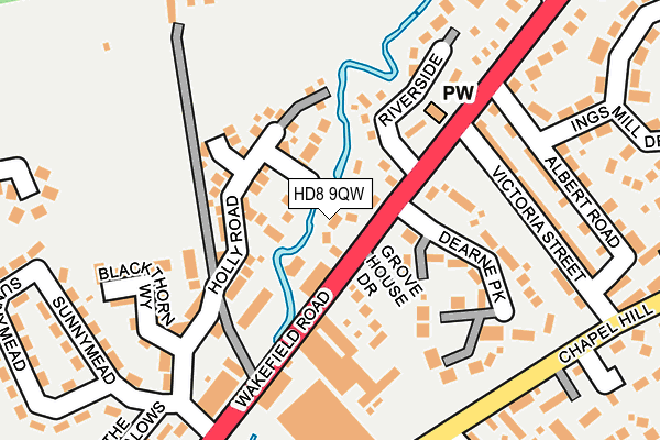 HD8 9QW map - OS OpenMap – Local (Ordnance Survey)