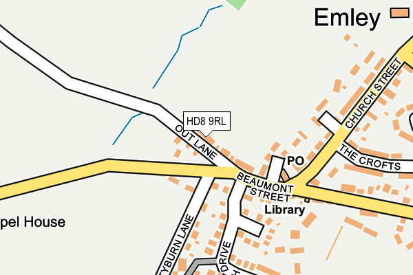 HD8 9RL map - OS OpenMap – Local (Ordnance Survey)