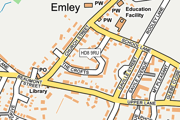 HD8 9RU map - OS OpenMap – Local (Ordnance Survey)