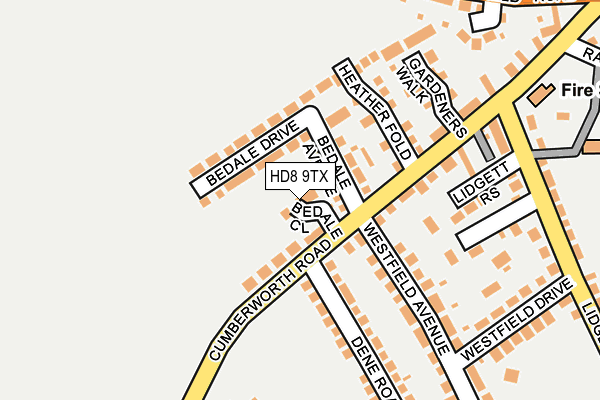 HD8 9TX map - OS OpenMap – Local (Ordnance Survey)