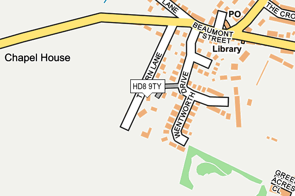 HD8 9TY map - OS OpenMap – Local (Ordnance Survey)