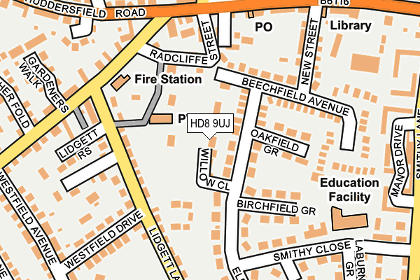 HD8 9UJ map - OS OpenMap – Local (Ordnance Survey)