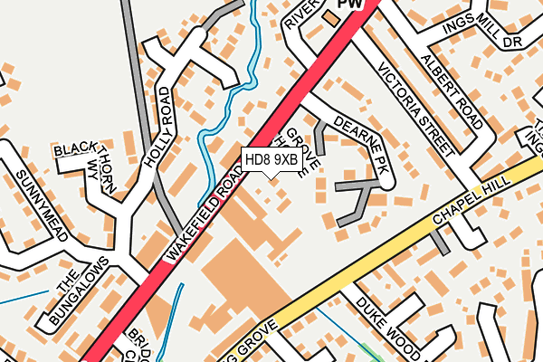 HD8 9XB map - OS OpenMap – Local (Ordnance Survey)