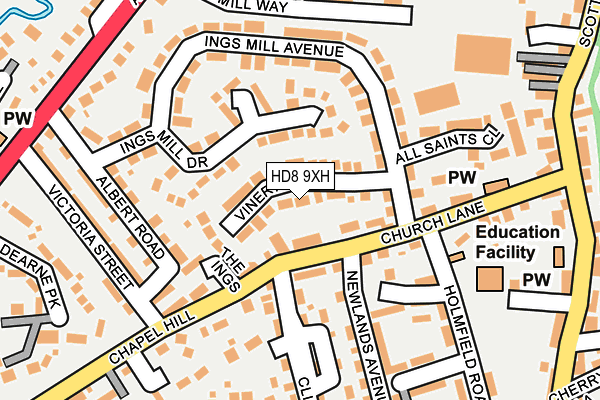 HD8 9XH map - OS OpenMap – Local (Ordnance Survey)