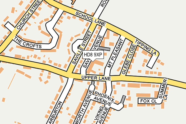 HD8 9XP map - OS OpenMap – Local (Ordnance Survey)