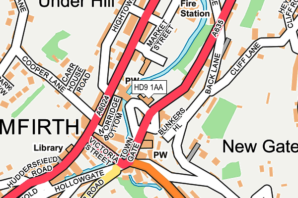 HD9 1AA map - OS OpenMap – Local (Ordnance Survey)