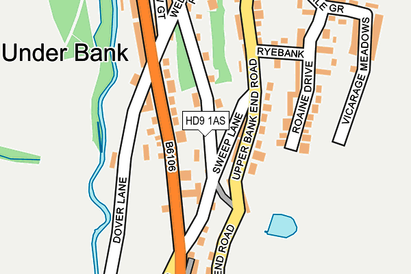 HD9 1AS map - OS OpenMap – Local (Ordnance Survey)