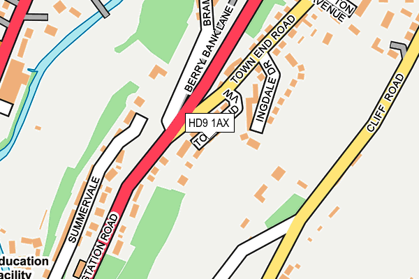 HD9 1AX map - OS OpenMap – Local (Ordnance Survey)