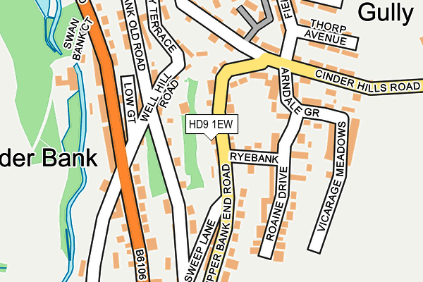 HD9 1EW map - OS OpenMap – Local (Ordnance Survey)