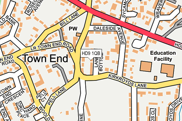 HD9 1QB map - OS OpenMap – Local (Ordnance Survey)