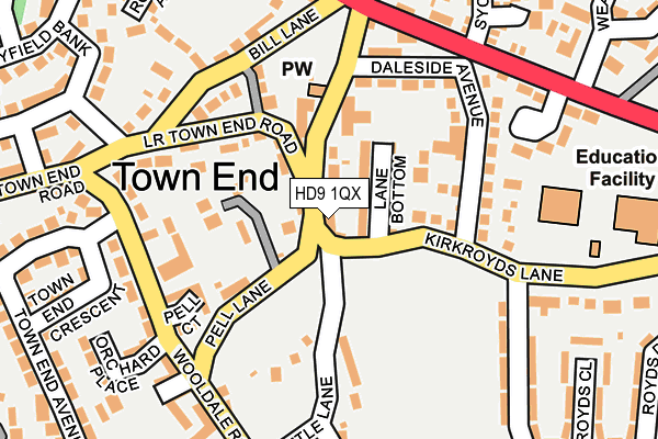 HD9 1QX map - OS OpenMap – Local (Ordnance Survey)