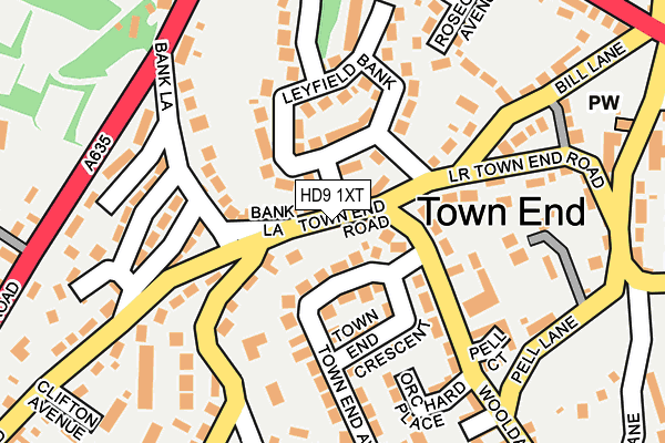 HD9 1XT map - OS OpenMap – Local (Ordnance Survey)