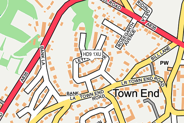 HD9 1XU map - OS OpenMap – Local (Ordnance Survey)
