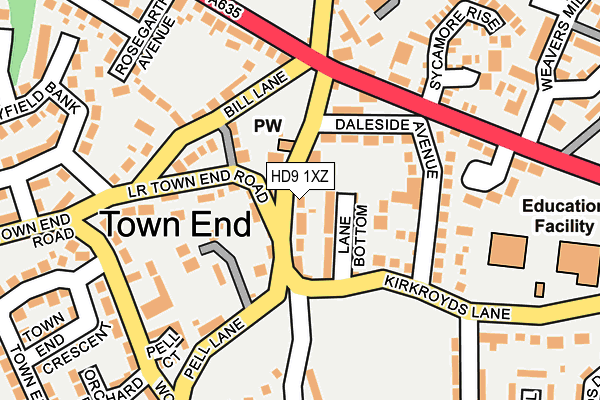 HD9 1XZ map - OS OpenMap – Local (Ordnance Survey)