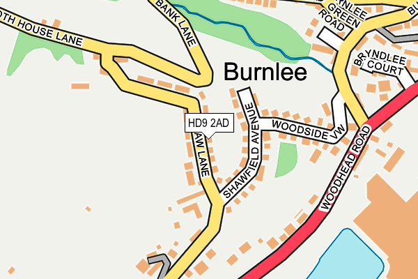 HD9 2AD map - OS OpenMap – Local (Ordnance Survey)