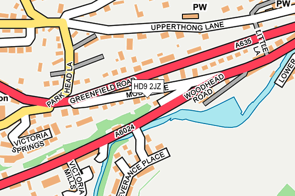 HD9 2JZ map - OS OpenMap – Local (Ordnance Survey)