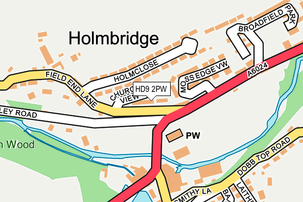 HD9 2PW map - OS OpenMap – Local (Ordnance Survey)