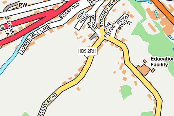 HD9 2RH map - OS OpenMap – Local (Ordnance Survey)