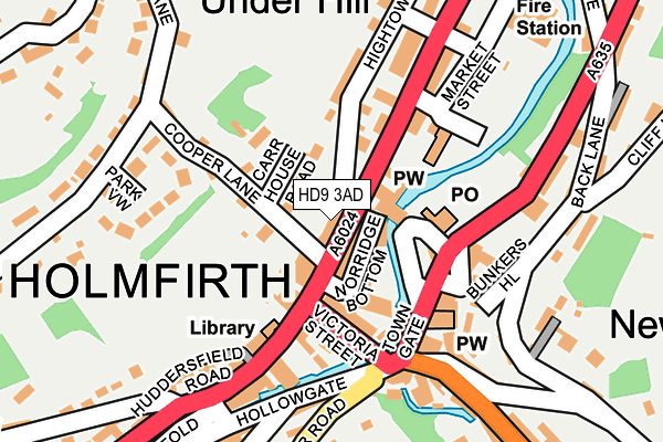 HD9 3AD map - OS OpenMap – Local (Ordnance Survey)