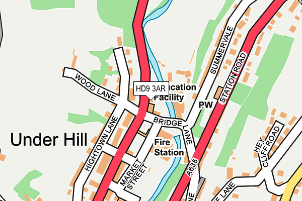 HD9 3AR map - OS OpenMap – Local (Ordnance Survey)