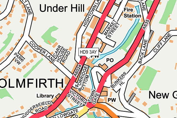 HD9 3AY map - OS OpenMap – Local (Ordnance Survey)