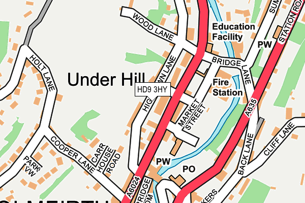 HD9 3HY map - OS OpenMap – Local (Ordnance Survey)