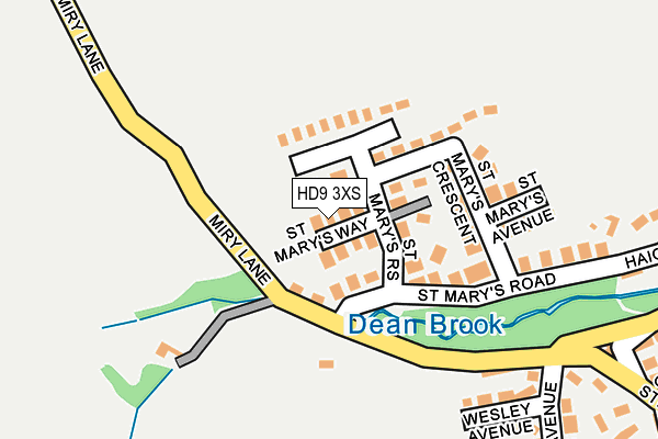 HD9 3XS map - OS OpenMap – Local (Ordnance Survey)