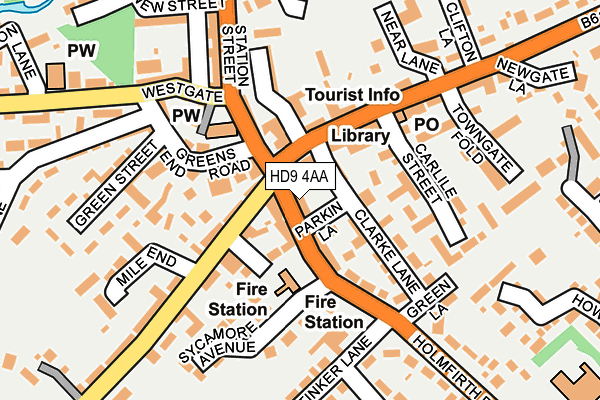 HD9 4AA map - OS OpenMap – Local (Ordnance Survey)