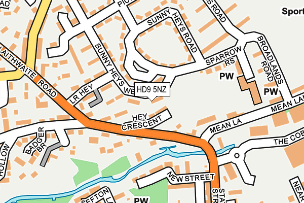 HD9 5NZ map - OS OpenMap – Local (Ordnance Survey)
