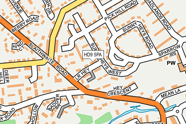 HD9 5PA map - OS OpenMap – Local (Ordnance Survey)