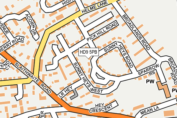 HD9 5PB map - OS OpenMap – Local (Ordnance Survey)