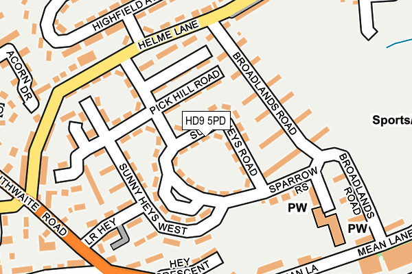 HD9 5PD map - OS OpenMap – Local (Ordnance Survey)