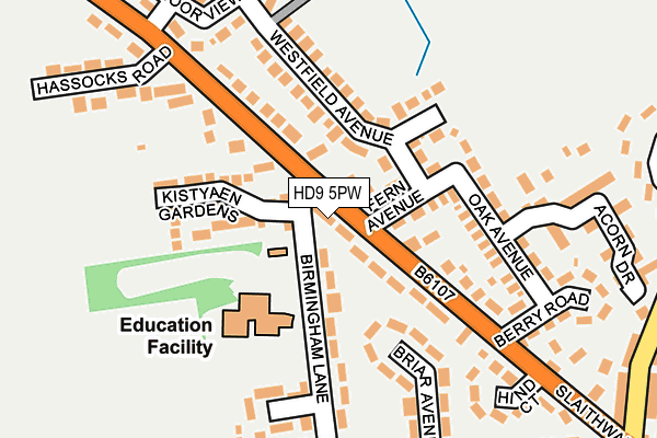 HD9 5PW map - OS OpenMap – Local (Ordnance Survey)