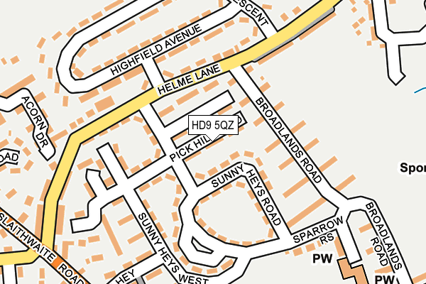 HD9 5QZ map - OS OpenMap – Local (Ordnance Survey)