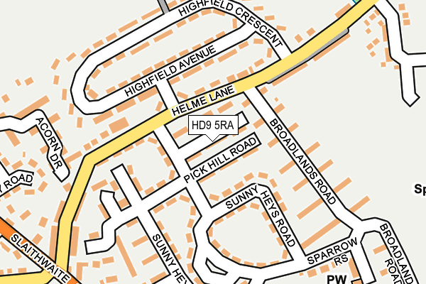 HD9 5RA map - OS OpenMap – Local (Ordnance Survey)