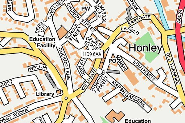 HD9 6AA map - OS OpenMap – Local (Ordnance Survey)