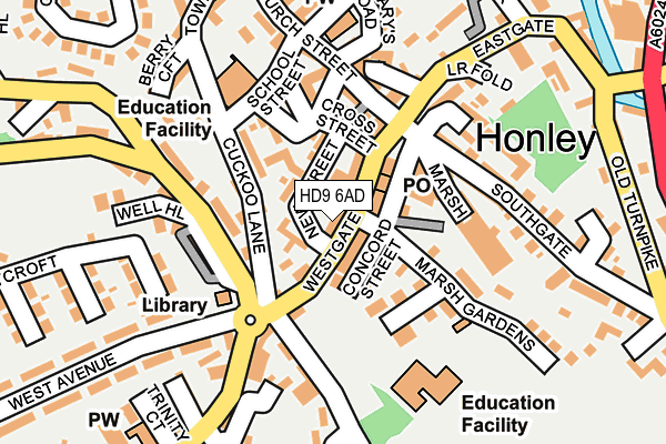 HD9 6AD map - OS OpenMap – Local (Ordnance Survey)