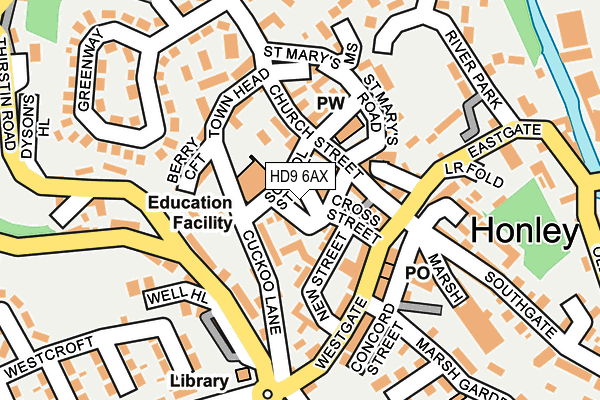 HD9 6AX map - OS OpenMap – Local (Ordnance Survey)