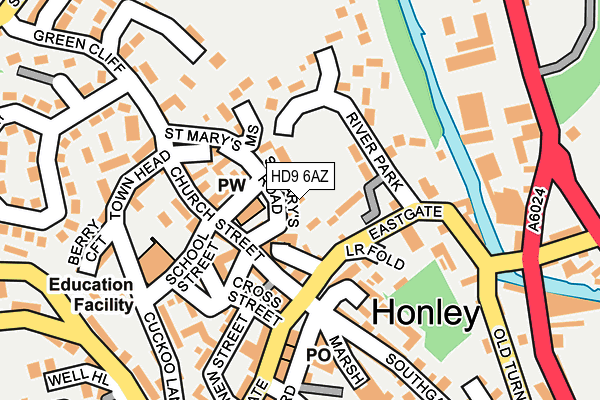 HD9 6AZ map - OS OpenMap – Local (Ordnance Survey)