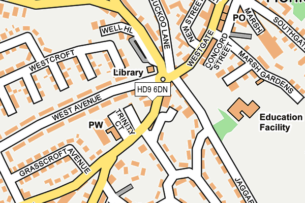 HD9 6DN map - OS OpenMap – Local (Ordnance Survey)