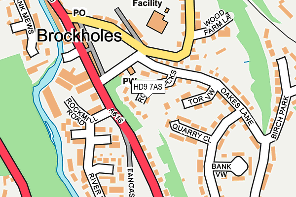 HD9 7AS map - OS OpenMap – Local (Ordnance Survey)